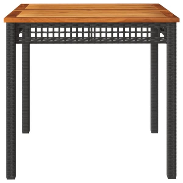 vidaXL havebord 80x80x75 cm polyrattan og akacietræ sort