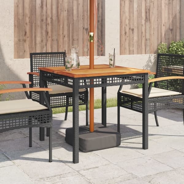 vidaXL havebord 80x80x75 cm polyrattan og akacietræ sort