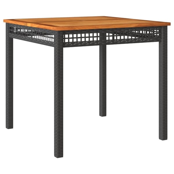 vidaXL havebord 80x80x75 cm polyrattan og akacietræ sort