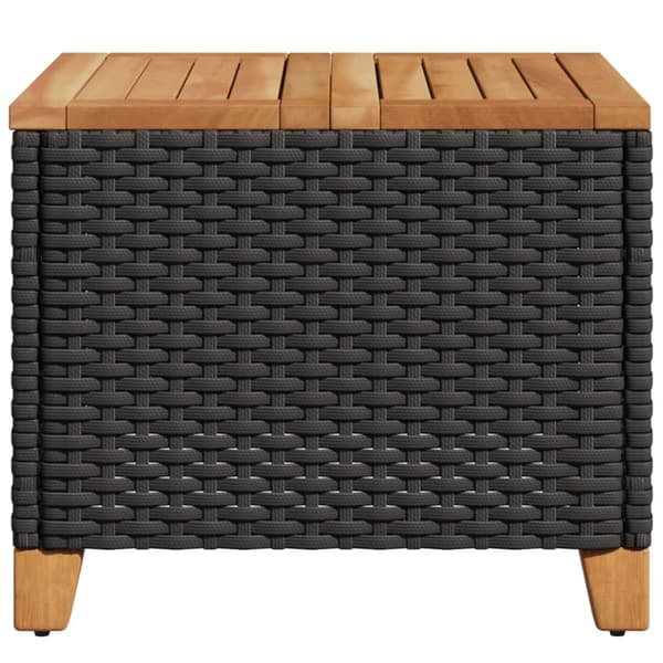 vidaXL havebord 45x45x37 cm polyrattan og akacietræ sort
