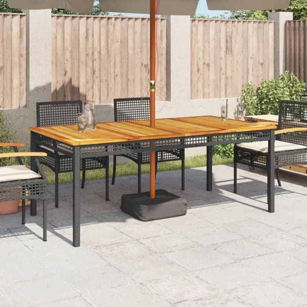 vidaXL Trädgårdsbord svart 180x90x75 cm konstrotting akaciaträ