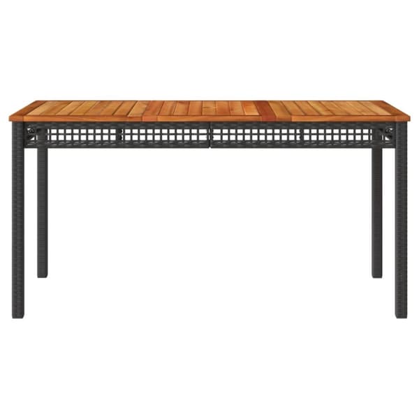 vidaXL Puutarhapöytä musta 140x80x75 cm polyrottinki ja akasiapuu