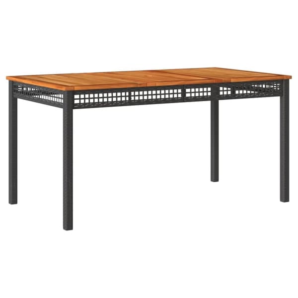 vidaXL Puutarhapöytä musta 140x80x75 cm polyrottinki ja akasiapuu