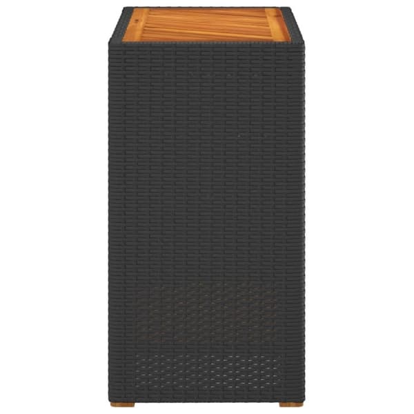vidaXL havebord med trætop 60x40x75 cm polyrattan sort