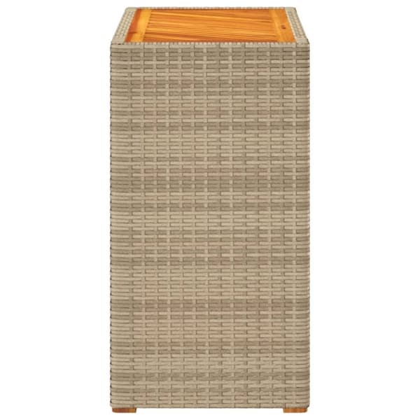 vidaXL Puutarhan sivupöytä puulevyllä beige 60x40x75 cm polyrottinki
