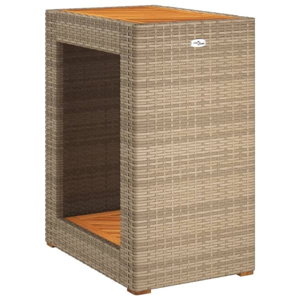 vidaXL Puutarhan sivupöytä puulevyllä beige 60x40x75 cm polyrottinki