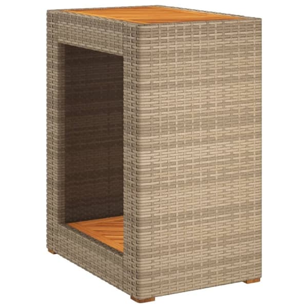 vidaXL Puutarhan sivupöytä puulevyllä beige 60x40x75 cm polyrottinki