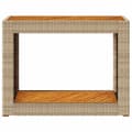 Miniatyrbillede 5 af 11: vidaXL havebord med trætop 100x40x75 cm polyrattan sort