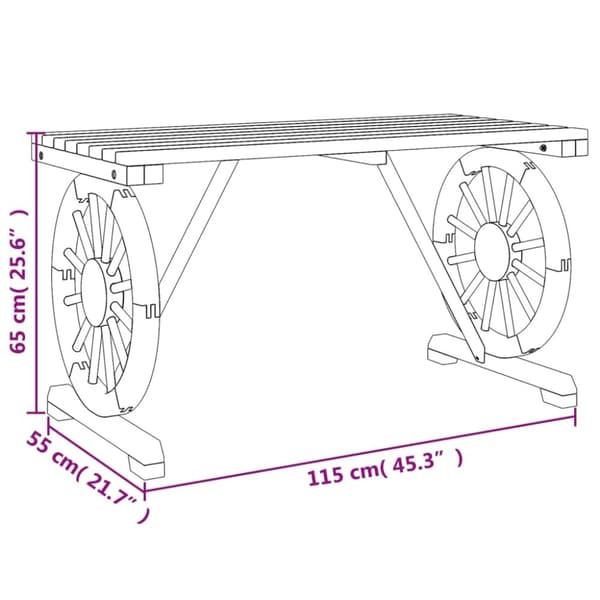 vidaXL Trädgårdsbord 115x55x65 cm massiv furu