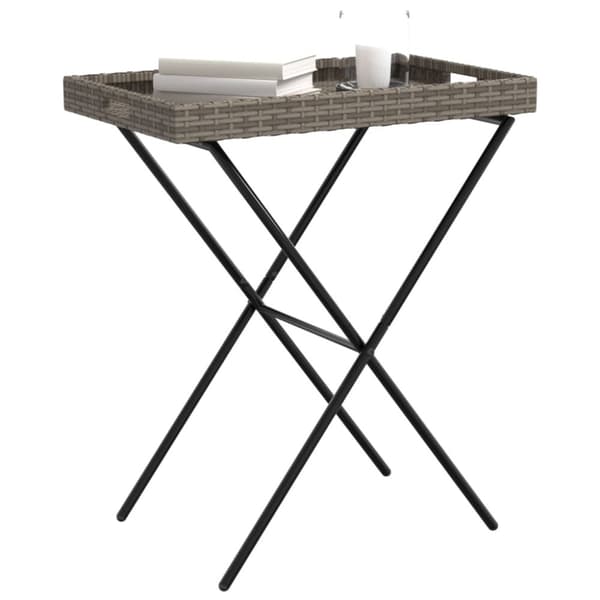 vidaXL bakkebord 65x40x75 cm polyrattan grå