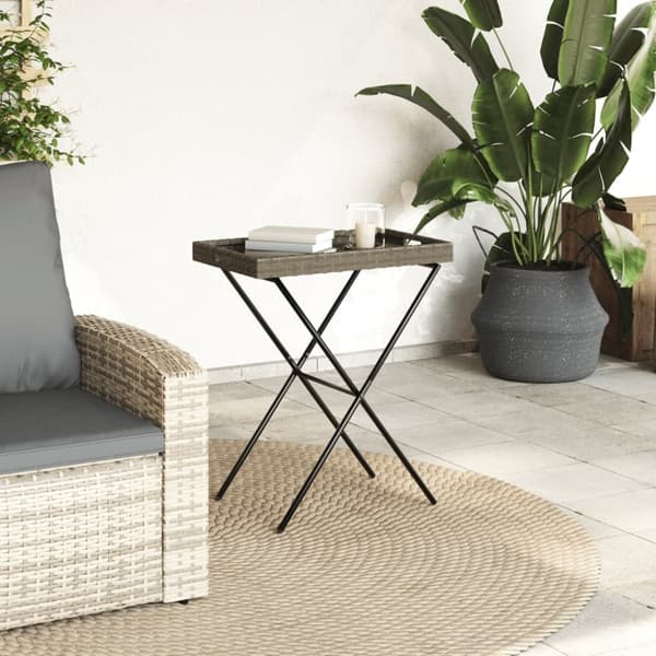 vidaXL bakkebord 65x40x75 cm polyrattan grå
