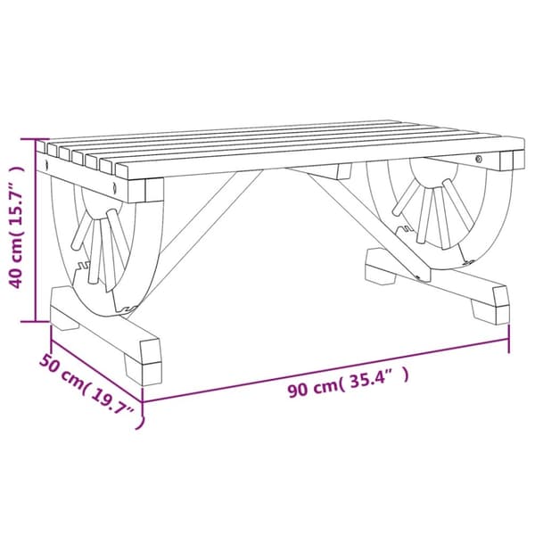 vidaXL Salongbord for hage 90x50x40 cm heltre gran