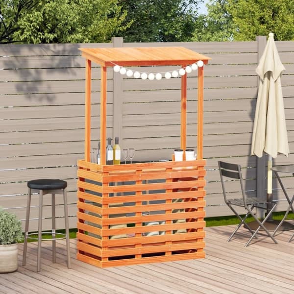 vidaXL Utendørs barbord med tak voksbrun 112,5x57x195,5 cm heltre furu