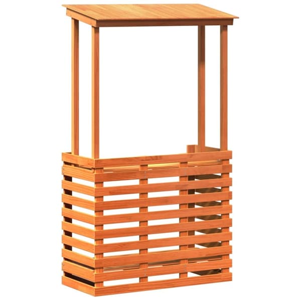 vidaXL Ulkobaaripöytä katolla ruskea 112,5x57x195,5 cm täysi mänty
