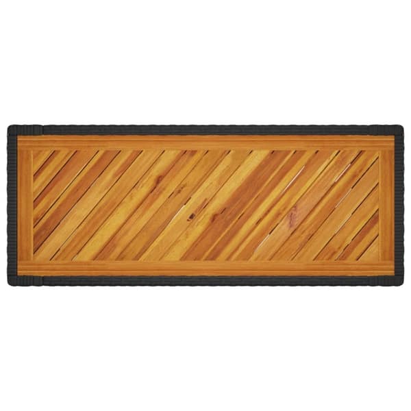 vidaXL havebord med trætop 100x40x75 cm polyrattan sort