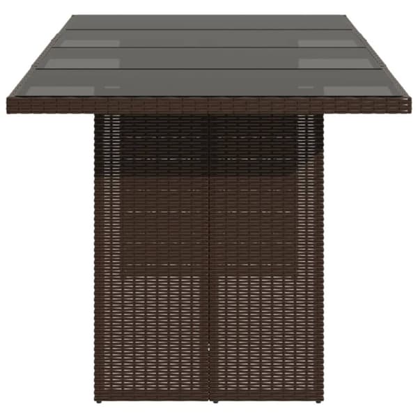 vidaXL havebord med glastop 190x80x74 cm polyrattan brun