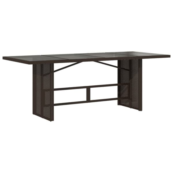 vidaXL havebord med glastop 190x80x74 cm polyrattan brun