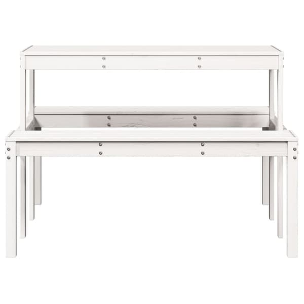 vidaXL picnicbord 110x134x75 cm massivt fyrretræ hvid