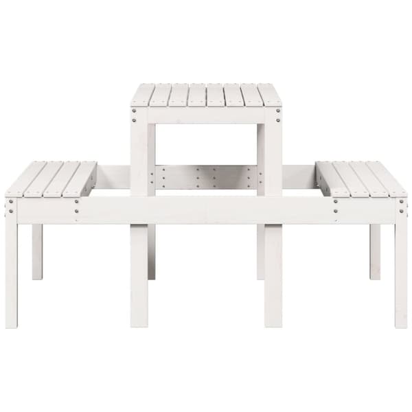 vidaXL Piknikbord hvit 110x134x75 cm heltre furu
