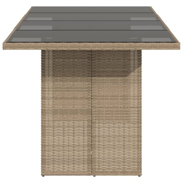 vidaXL Puutarhapöytä lasipöytälevy beige 190x80x74 cm polyrottinki