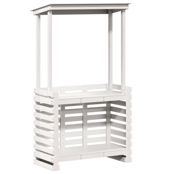 vidaXL Ulkobaaripöytä katolla valkoinen 112,5x57x195,5 cm täysi mänty