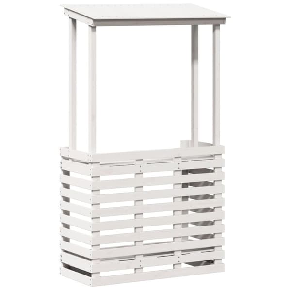 vidaXL Ulkobaaripöytä katolla valkoinen 112,5x57x195,5 cm täysi mänty