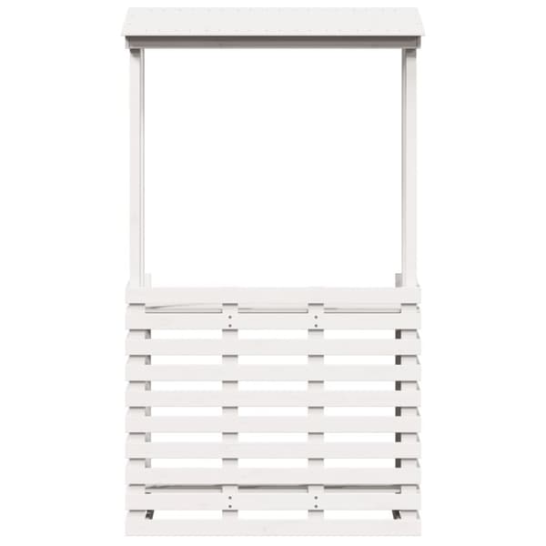 vidaXL Barbord för trädgården med tak vit 112,5x57x195,5cm massivt trä
