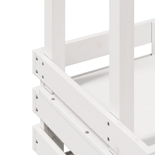 vidaXL Barbord för trädgården med tak vit 112,5x57x195,5cm massivt trä