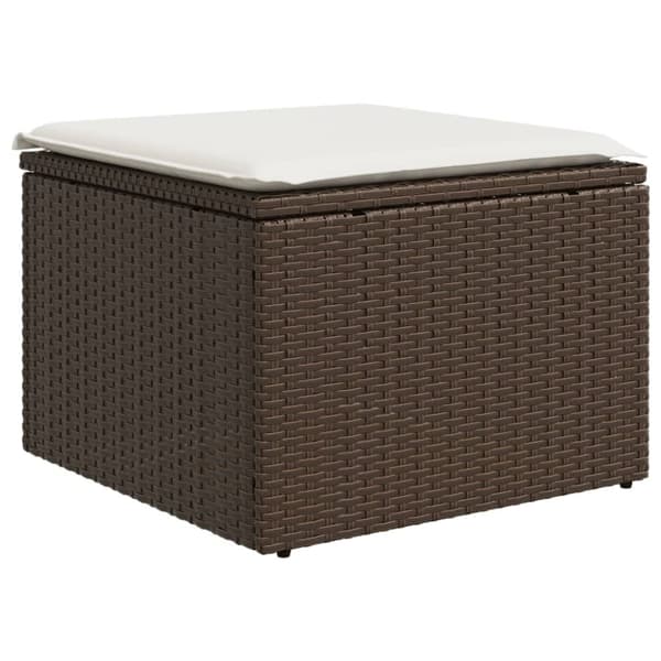 vidaXL Trädgårdspall med dyna brun 55x55x37 cm konstrotting