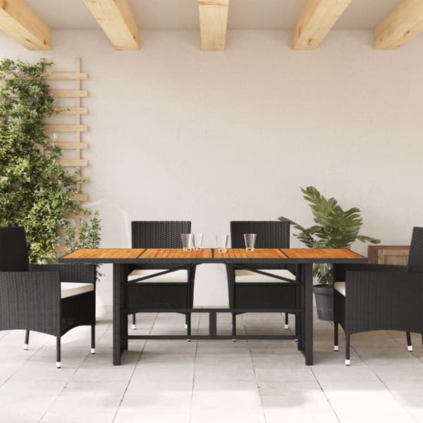 vidaXL Trädgårdsbord med akaciaträ svart 190x80x74 cm konstrotting