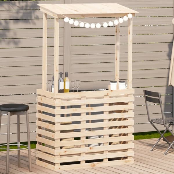vidaXL Ulkobaaripöytä katolla 112,5x57x195,5 cm täysi mänty