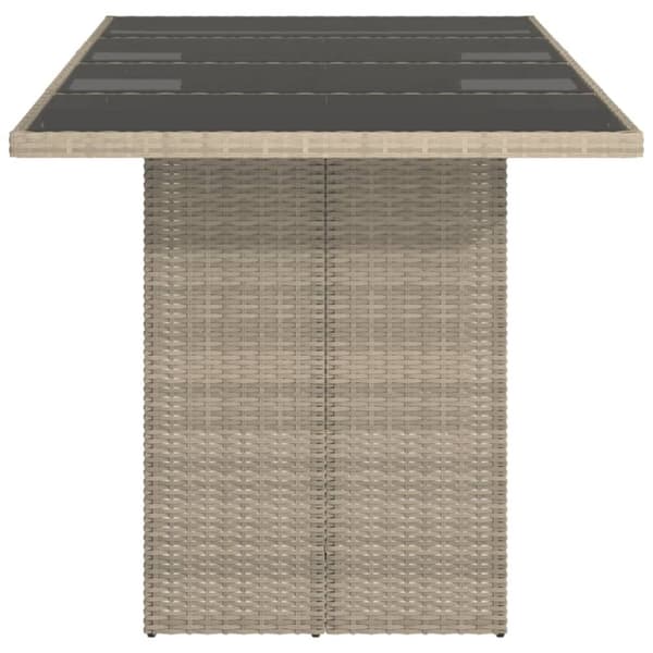 vidaXL havebord med glastop 190x80x74 cm polyrattan lysegrå