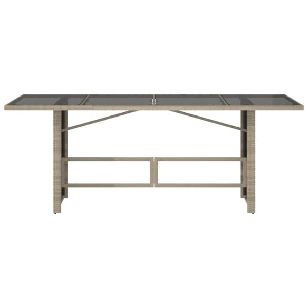 vidaXL havebord med glastop 190x80x74 cm polyrattan lysegrå
