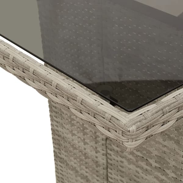 vidaXL havebord med glastop 190x80x74 cm polyrattan lysegrå