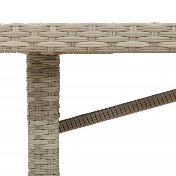 vidaXL havebord med glastop 190x80x74 cm polyrattan lysegrå