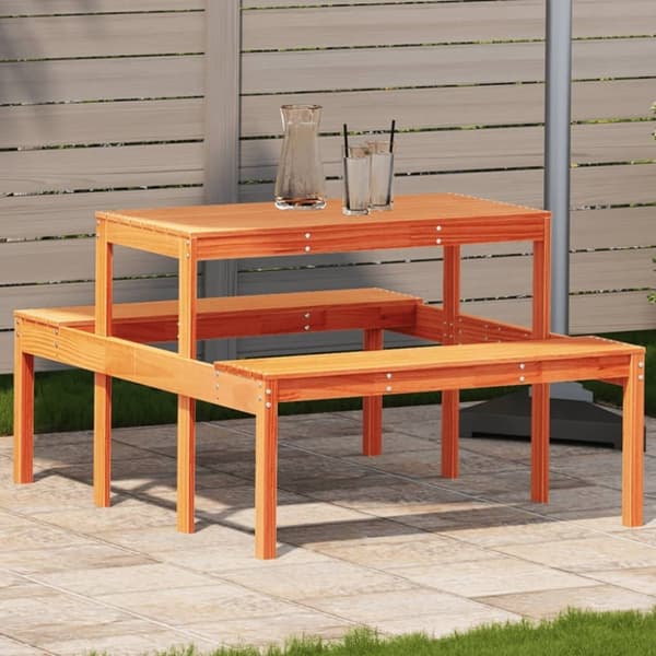 vidaXL spisebord 110x134x75 cm massivt fyrretræ gyldenbrun