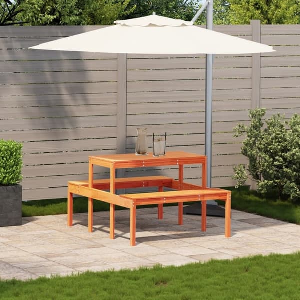 vidaXL Picknickbord vaxad brun 110x134x75 cm massivt trä