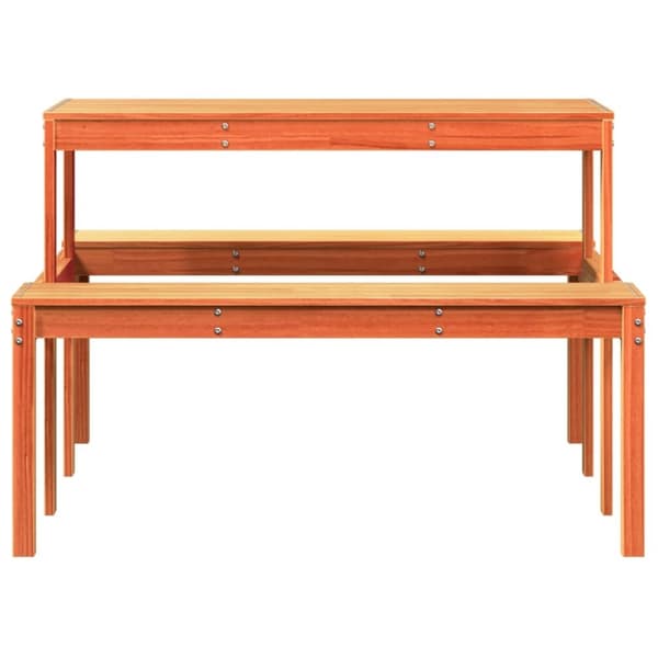 vidaXL Picknickbord vaxad brun 110x134x75 cm massivt trä