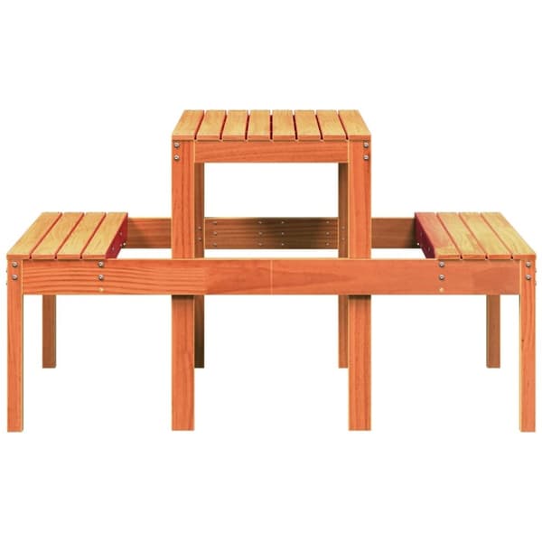 vidaXL Picknickbord vaxad brun 110x134x75 cm massivt trä