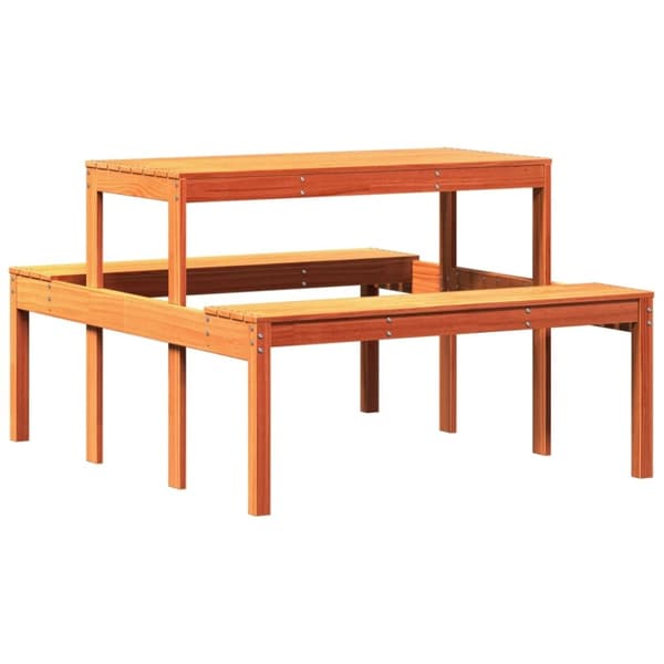 vidaXL Picknickbord vaxad brun 110x134x75 cm massivt trä