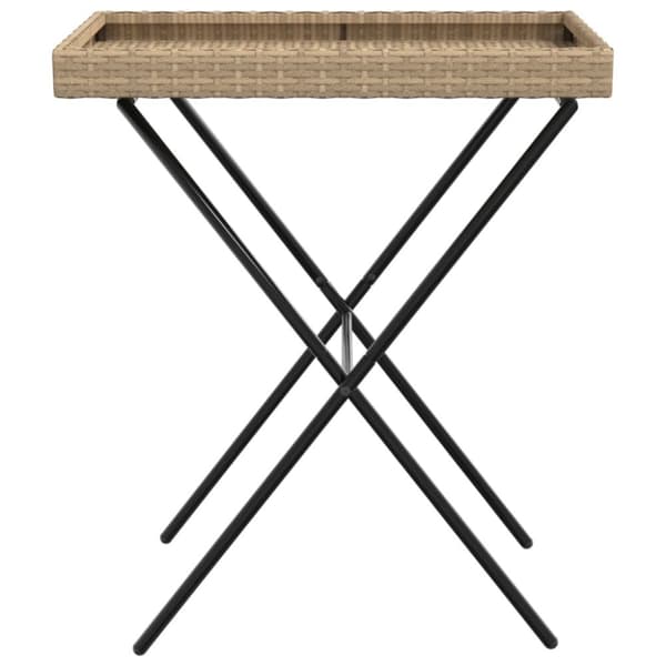 vidaXL Kokoontaittuva tarjotinpöytä beige 65x40x75 cm polyrottinki