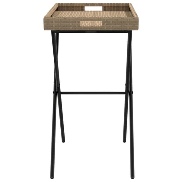 vidaXL Kokoontaittuva tarjotinpöytä beige 65x40x75 cm polyrottinki