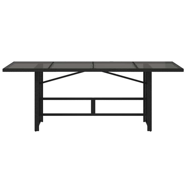 vidaXL havebord med glastop 190x80x74 cm polyrattan sort