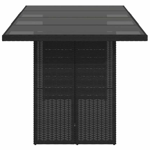 vidaXL havebord med glastop 190x80x74 cm polyrattan sort