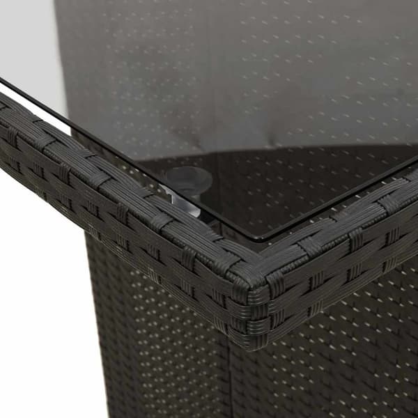 vidaXL havebord med glastop 190x80x74 cm polyrattan sort