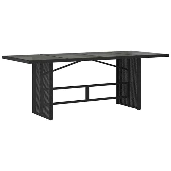 vidaXL havebord med glastop 190x80x74 cm polyrattan sort
