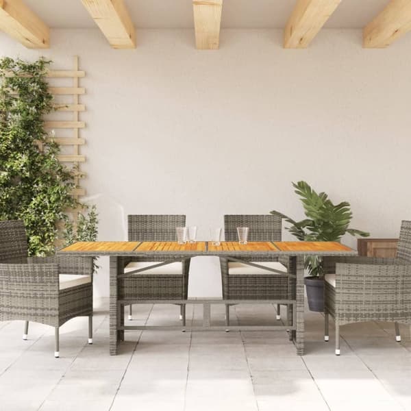 vidaXL havebord med top i akacietræ 190x80x74 cm polyrattan grå