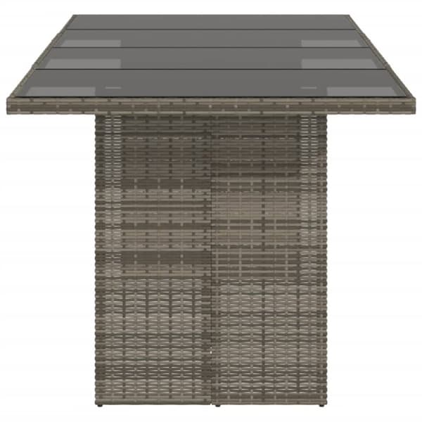 vidaXL havebord med glastop 190x80x74 cm polyrattan grå