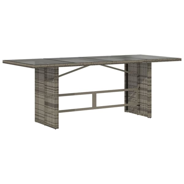 vidaXL havebord med glastop 190x80x74 cm polyrattan grå