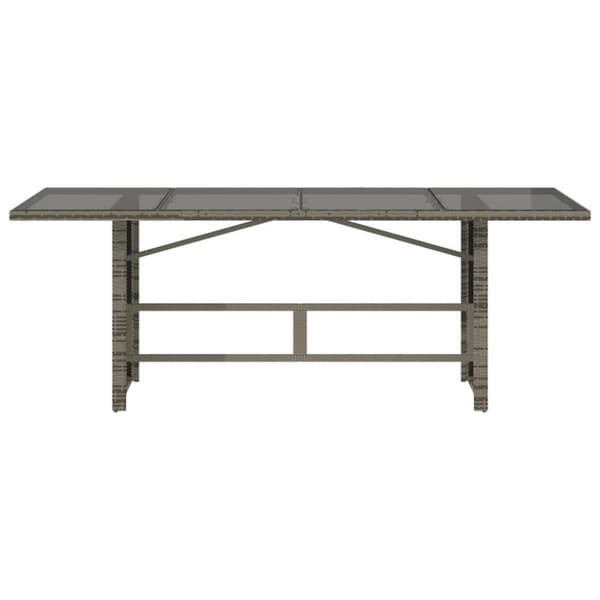 vidaXL havebord med glastop 190x80x74 cm polyrattan grå